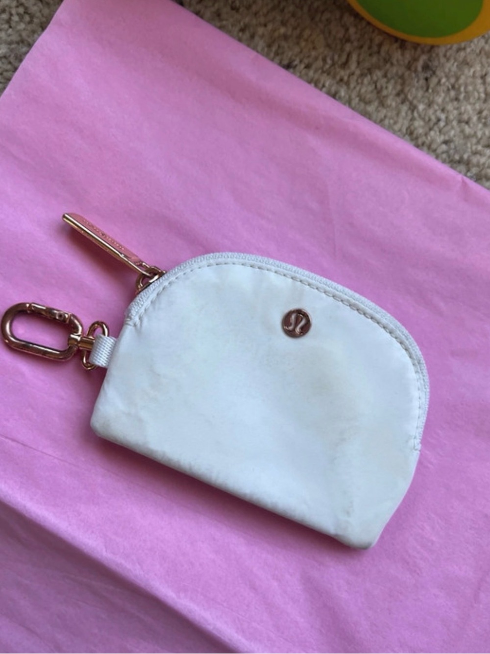 lululemon athletica White Key & Card Pouch with Rose Gold Hardware